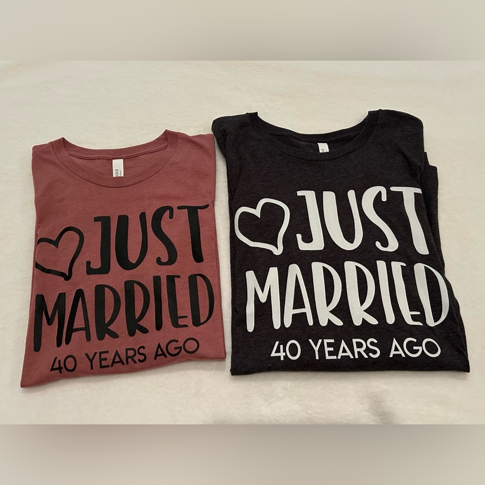 Just Married 40 Years Ago Women’s and Men’s Novelty T-Shirt Set